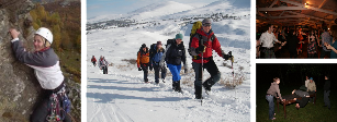 Photo montage: climbing, hillwalking and social activities